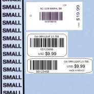 UPC barcode hangtags and size strips