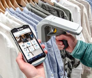 RFID handheld scanner used to track clothing inventory and reduce retail shrinkage