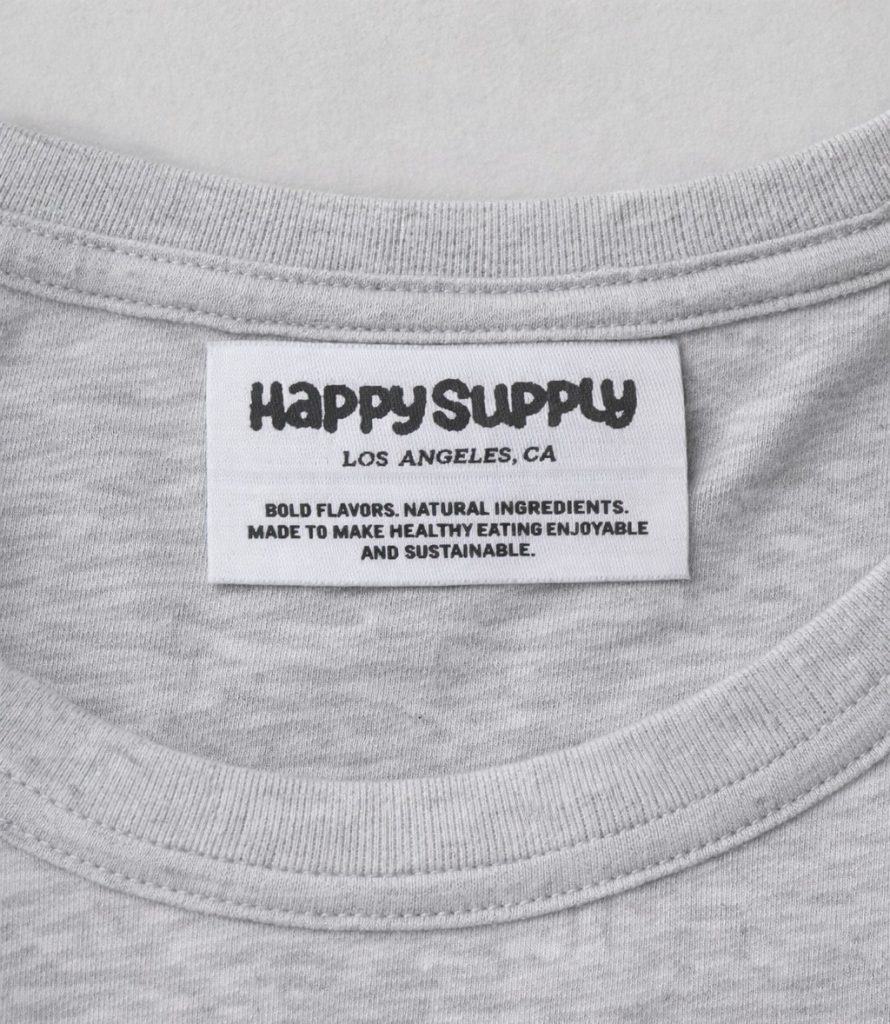 custom woven clothing label sewn into t-shirt neckline